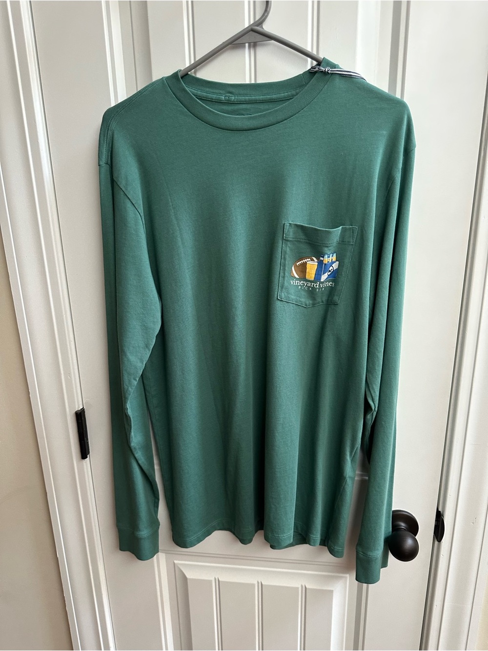 Vineyard Vines Forest Green Long-Sleeve Pocket Tee